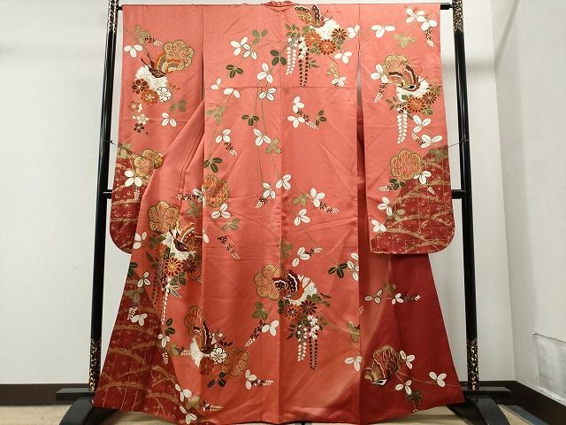 平和屋着物■豪華振袖　駒刺繍　雪芝枝垂れ花蝶文　金彩　逸品　CAAI8086yc