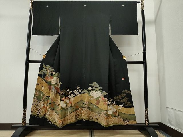 平和屋着物■豪華黒留袖　枝垂れ花籠文　金彩　逸品　CAAI8194yc