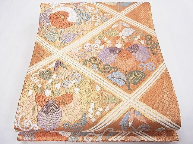 【国内発送】 六通柄袋帯 平和屋着物◎佐賀錦 唐織 逸品 金糸 菱花唐草文 着物・浴衣