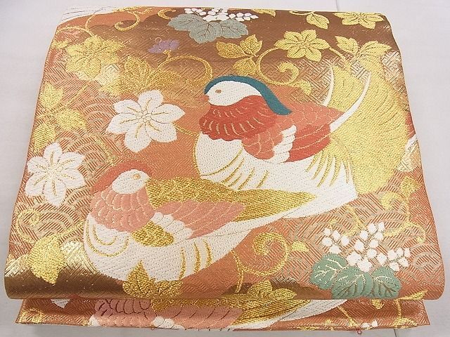 平和屋着物□佐賀錦 六通柄袋帯 唐織 花鳥文 金糸 逸品 eg0786 平和屋着物□佐賀錦 六通柄袋帯 唐織 花鳥文 金糸 逸品 eg0786