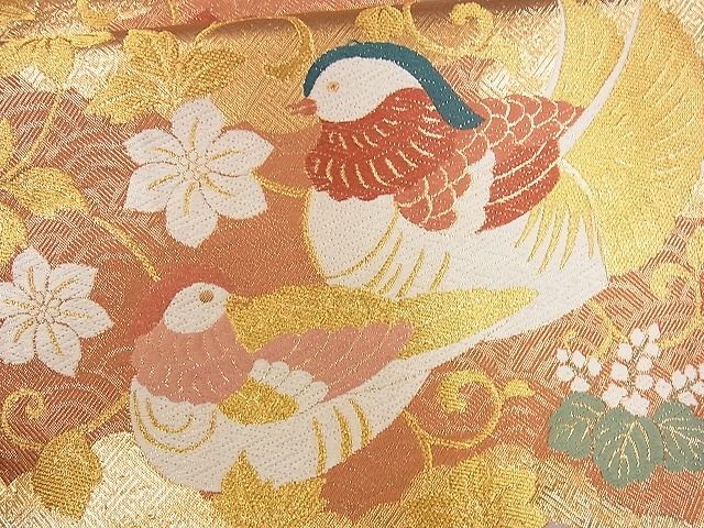 平和屋着物□佐賀錦 六通柄袋帯 唐織 花鳥文 金糸 逸品 eg0786 平和屋着物□佐賀錦 六通柄袋帯 唐織 花鳥文 金糸 逸品 eg0786
