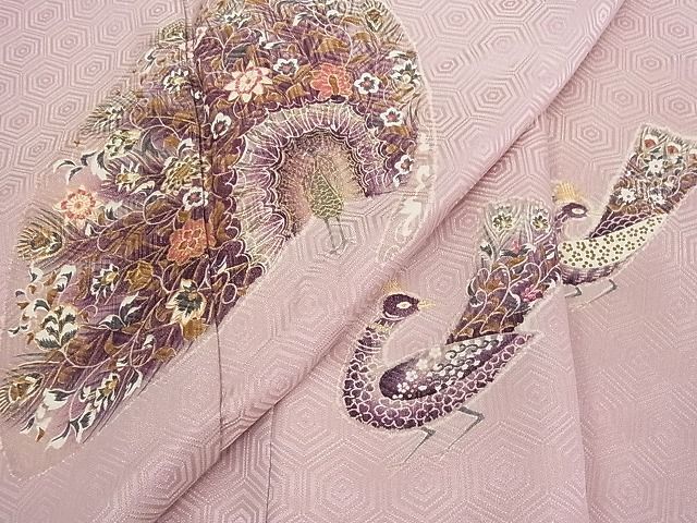 平和屋着物■豪華色留袖　孔雀花文　金通し地　逸品　wb6854