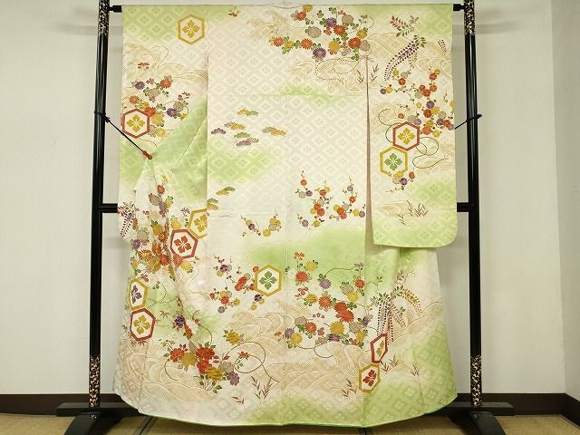 平和屋着物■豪華振袖　駒刺繍　亀甲花文　金彩　逸品　DAAI1683jm