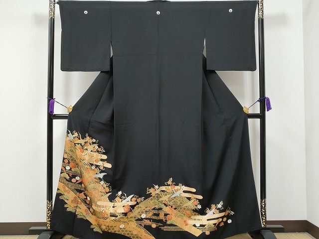 平和屋着物■豪華黒留袖　駒刺繍　飛鶴宝尽くし花文　金銀彩　逸品　CAAI2648fb