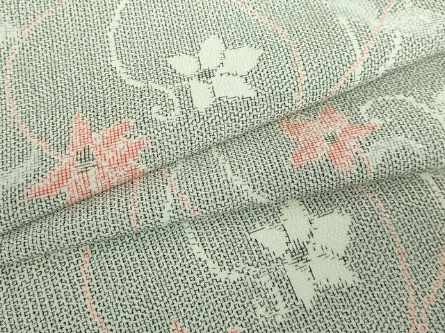 平和屋着物■本塩沢　単衣　花唐草　逸品　DAAJ1129ic