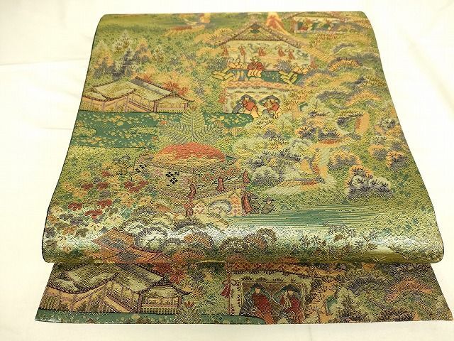 平和屋着物■六通柄袋帯　古今絵文　金糸　三越扱い　逸品　未使用　DAAI5119op