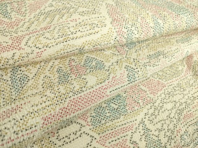 平和屋着物■本塩沢　単衣　風景文　逸品　DAAG8938az