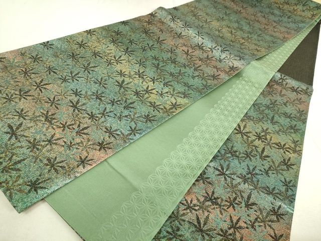 平和屋着物■六通柄袋帯　舞葉文　逸品　未使用　DAAI5625op 平和屋着物＊夏物 六通柄袋帯 枝葉文 金糸 DAAW0025op