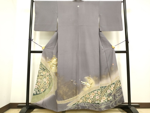 平和屋着物●豪華色留袖　作家物　駒刺繍　辻が花　飛鶴松文　金彩　逸品　DAAI4931du