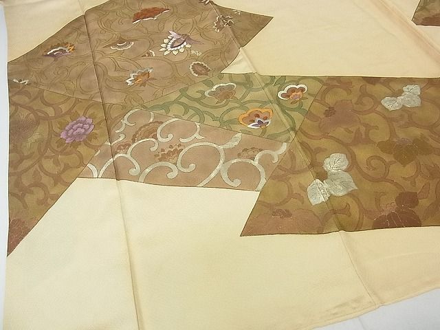 平和屋着物■豪華色留袖　刺繍　切嵌文様　更紗花唐草文　金彩　逸品　ab2347