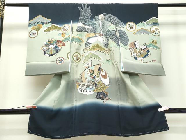 平和屋着物●七五三　男の子　祝着　鷹　鷲　立波七宝文　金彩　逸品　DAAJ2214ud