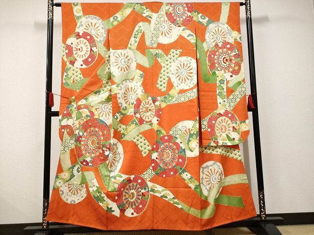 平和屋着物■豪華振袖　駒刺繍　源氏車花文　金彩　正絹　逸品　AAAK4121Ata