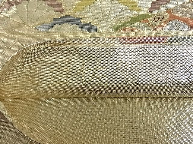 平和屋着物◎九百佐賀錦 六通柄袋帯 裂取花文 金糸 正絹 逸品 平和屋着物◎九百佐賀錦 六通柄袋帯 裂取花文 金糸 正絹 逸品