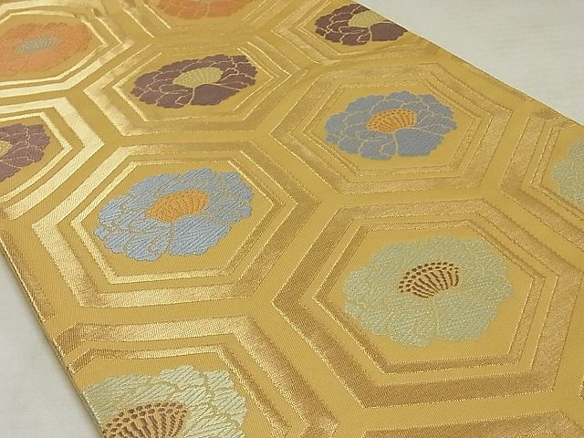  flat мир магазин кимоно * все через рисунок двойной пояс obi Tang тканый черепаха . цветок документ золотой нить натуральный шелк замечательная вещь AAAG3857Asx