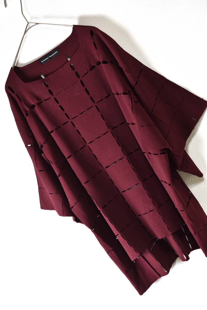 ヒロココシノ HIROKOKOSHINO ざっくりオーバーニット サイズ38 バーガンディ色 秋物♪