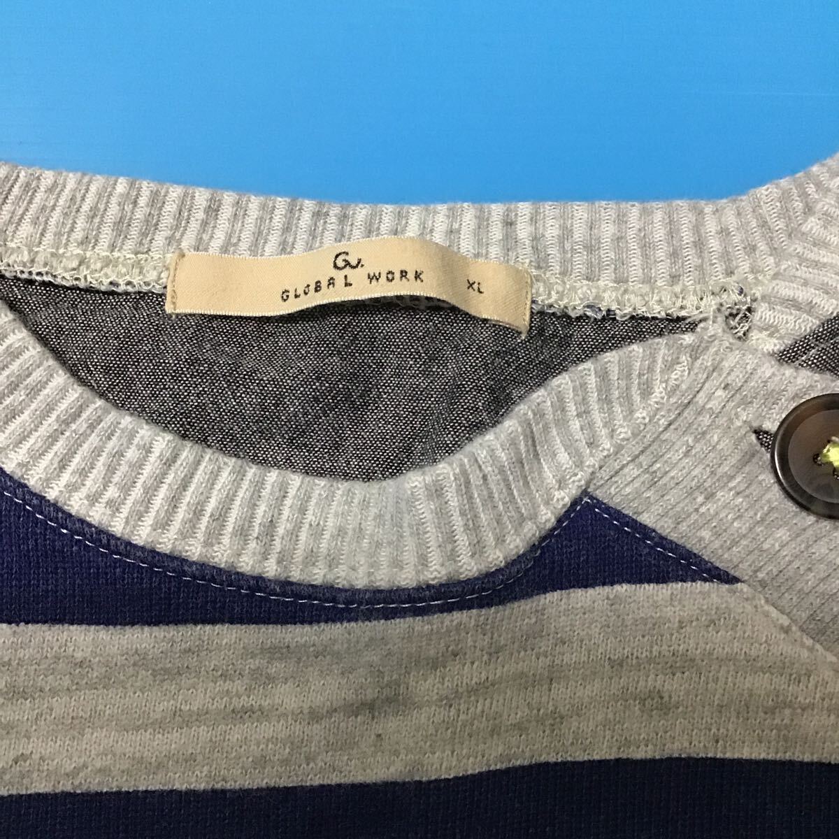 used 子供服 「 GLOBAL WORK ボーダー トレーナー XLサイズ 」120cm?130cmくらい / シンプルですが重ね著してるように見えてかわいい