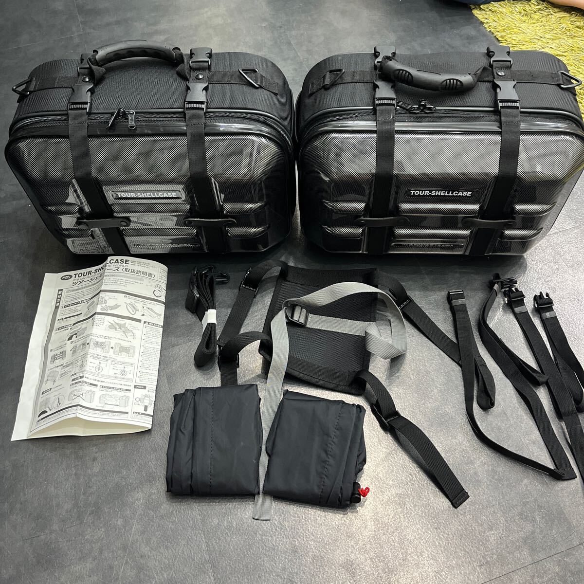 TANAX MOTO FIZZ TOUR SHELL CASE タナックス モトフィズ ツアーシェルケース MFK-195 ブラックカーボン柄サイドバッグ ツアーバッグ