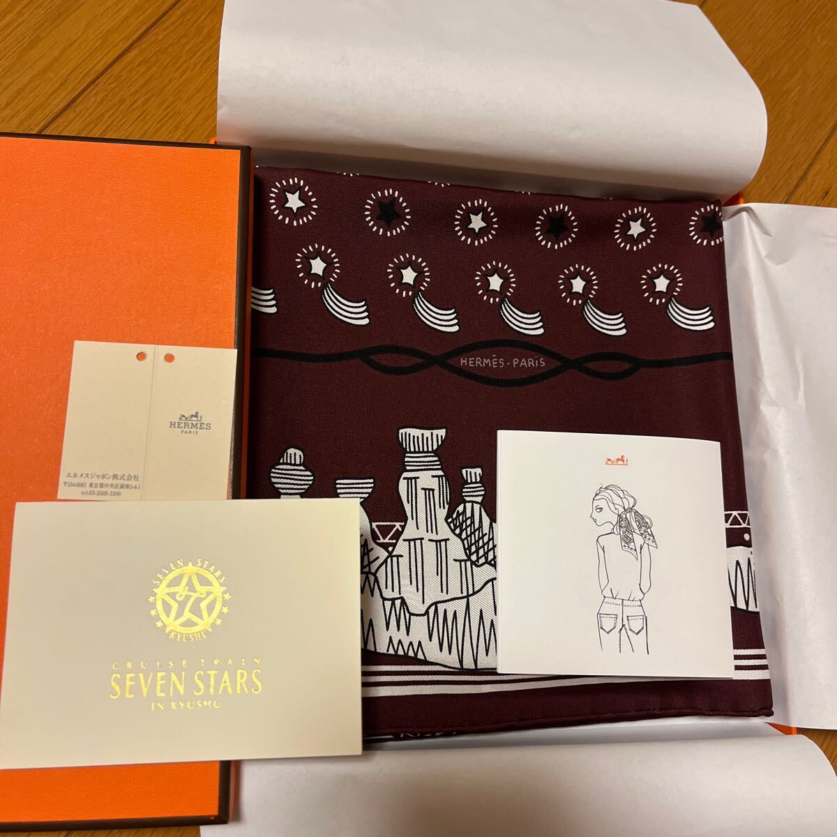新品 非売品 エルメス スカーフ カレ ななつ星 HERMES 箱あり 新品 非売品 エルメス スカーフ カレ ななつ星 HERMES 箱あり