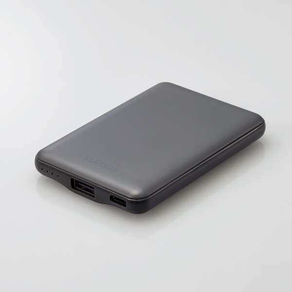 モバイルバッテリー 5000mAh 厚さ約12.7mmの薄型モデルで、バッグに入れて毎日持ち歩けるサイズ 持ち運びに最適: DE-C37-5000DGY