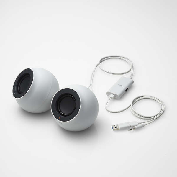 2.0chスピーカー [Stina] 実用最大出力4.4W USB?3.5mmミニプラグ接続 51mmの丸型フルレンジドライバーを採用: SP-P10CUWH