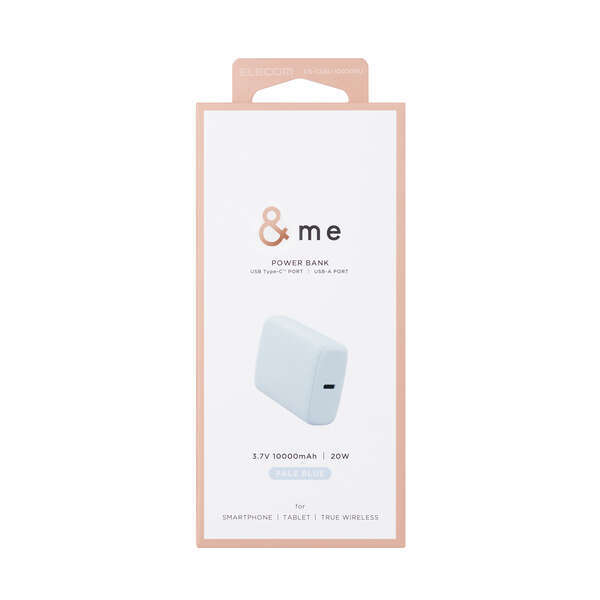 モバイルバッテリー [&me] 10000mAh USB Power Delivery 最大出力20W対応 USB-C×1+USB-A×1ポート搭載: DE-C56L-10000BU