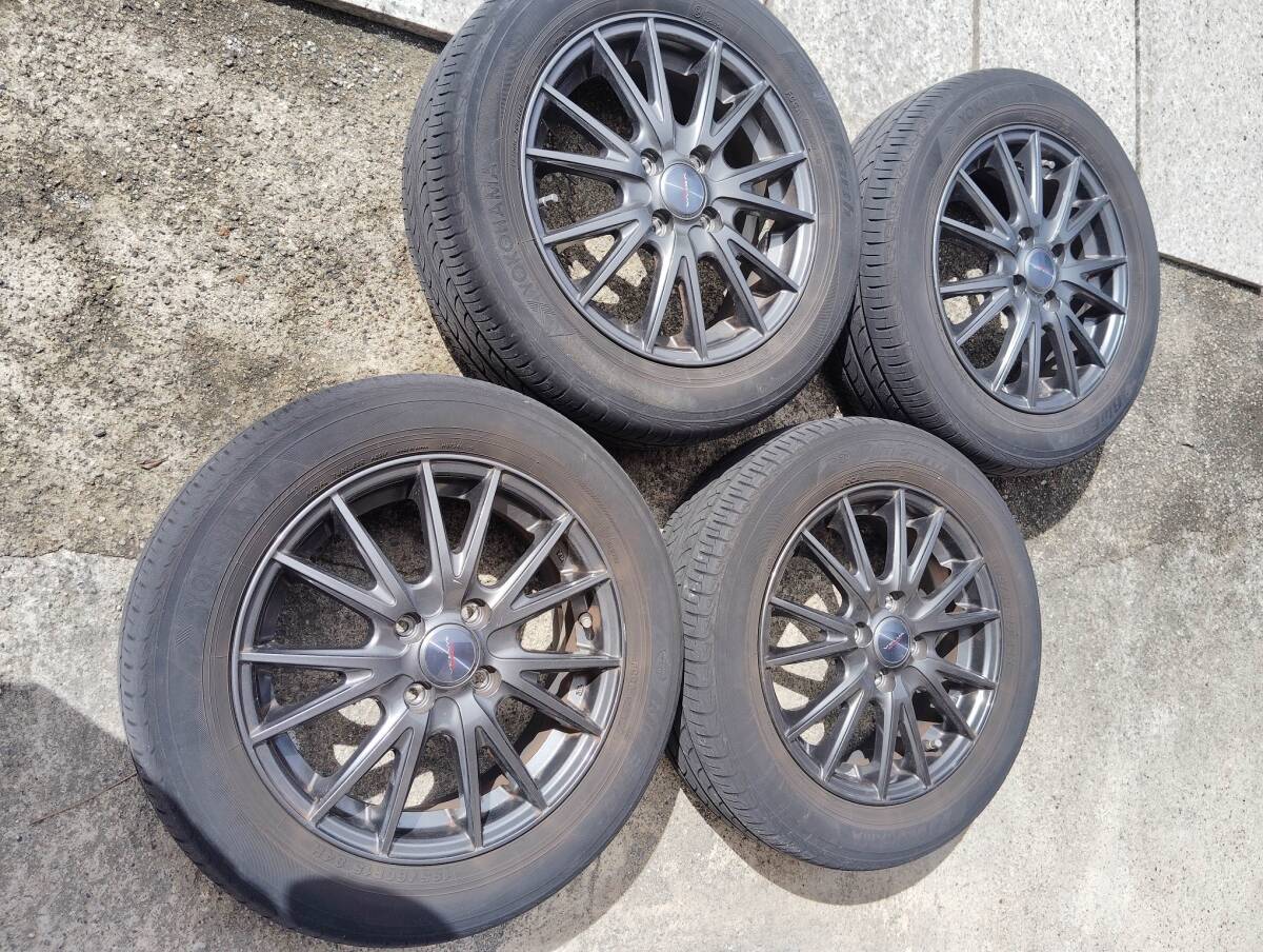 Weds velva sport 5.5j-15 PCD100 +50 ヨコハマ bluearth 185/60R15 4本セット フィット ヴィッツ アクア　引取り歓迎
