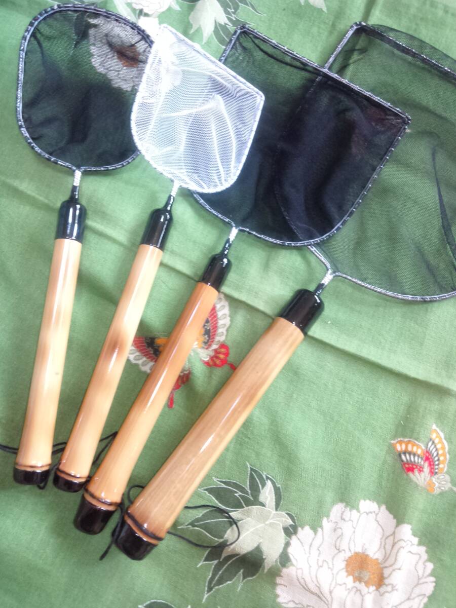 ★徳用4本セット＠特大×1、大×1、小×2＠★ハンドメイド メダカ、金魚、観賞用小魚掬い網 / 選別 / 布袋竹 / 針子 選別網