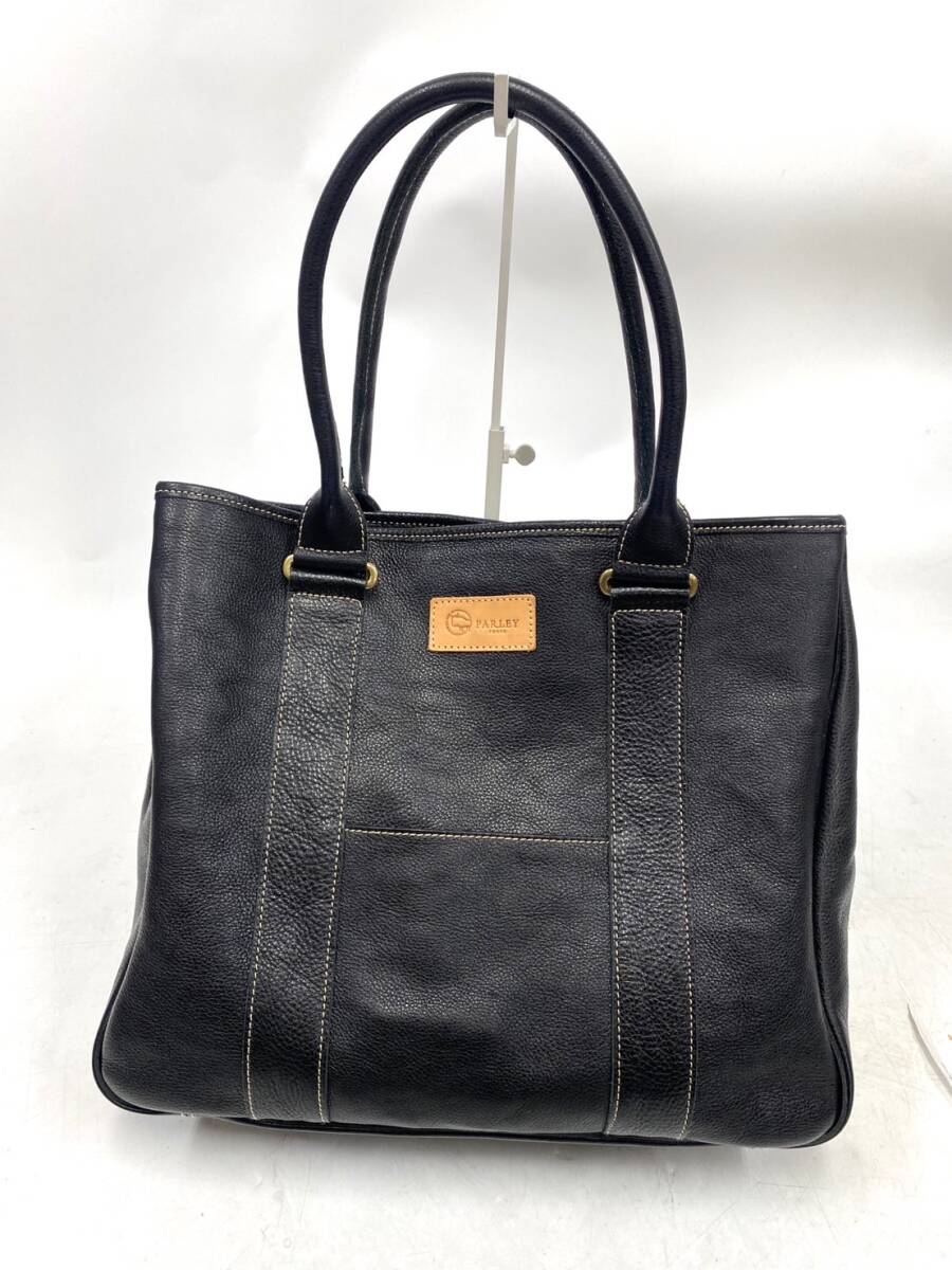 美品 PARLEY レディース トートバッグ ハンドバッグ 肩掛け 黒 ブラック レザー ot092905