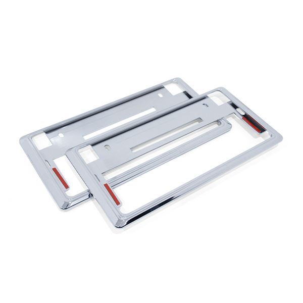 ю 【送料無料】 汎用 ナンバー フレーム 普通/軽自動車 クローム メッキ 加工 シルバー ライセンス プレート 枠 フロント/リア 2枚 セット