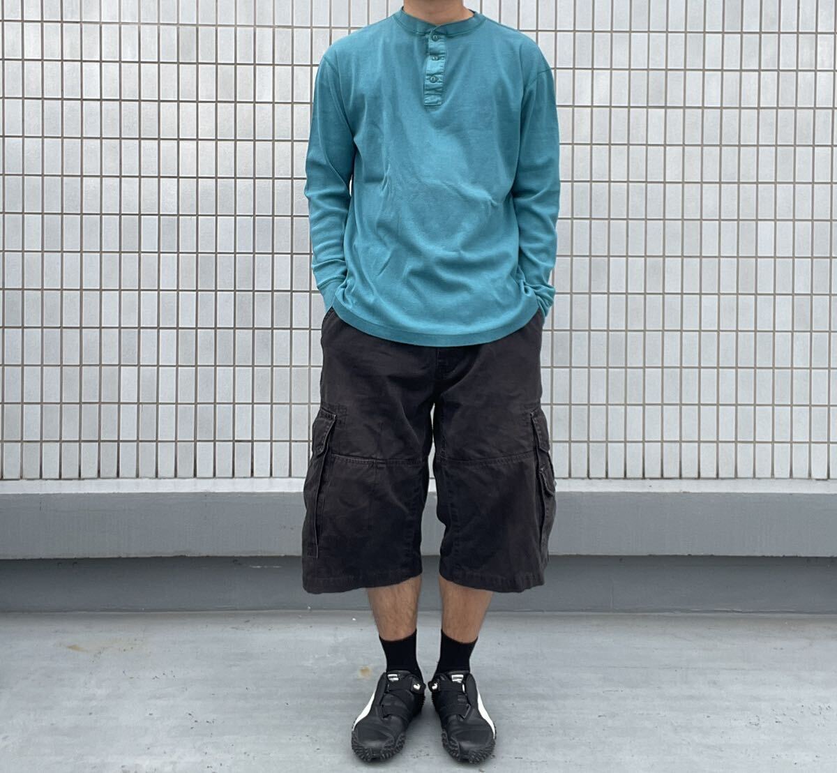 Eddie Bauer ヘンリーネックロングスリーブTシャツ VINTAGE Eddie Bauer ヘンリーネックロングスリーブTシャツ VINTAGE