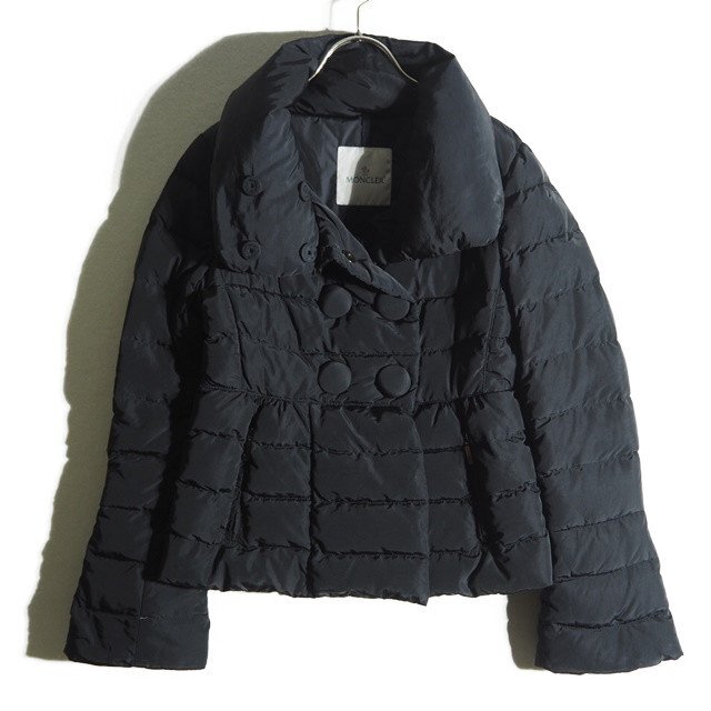 P1981h15 ▼MONCLER モンクレール▼ KELLY ケリー ダブルボタン ショート ダウンジャケット ブラック 00 / フレア 黒 白タグ 秋冬_画像1