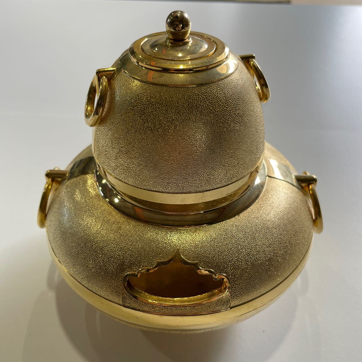 専門ショップ 茶釜黄金24KGP 飾品インテリア香炉骨董伝統工芸茶道具レトロ 金属工芸
