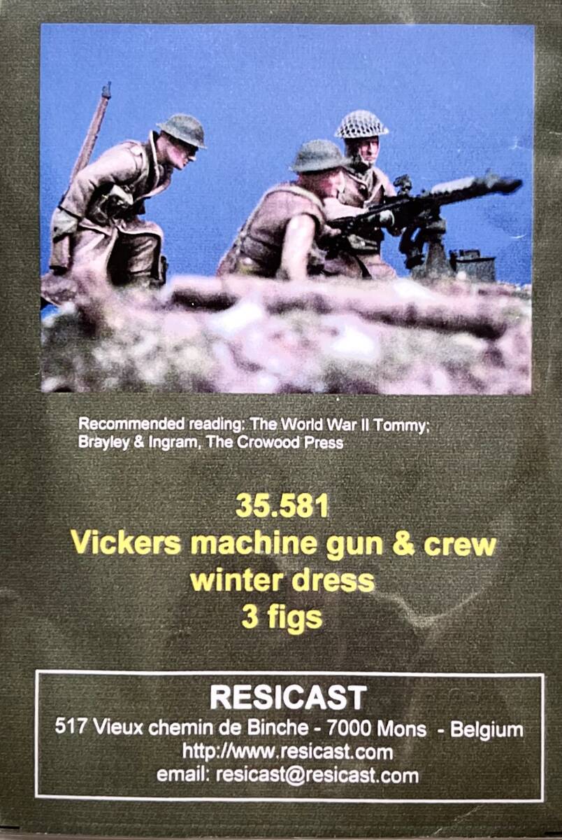 ■ レジキャスト 【希少】 1/35 イギリス軍 ヴィッカース重機関銃と冬季装備兵士（3体） 35.581