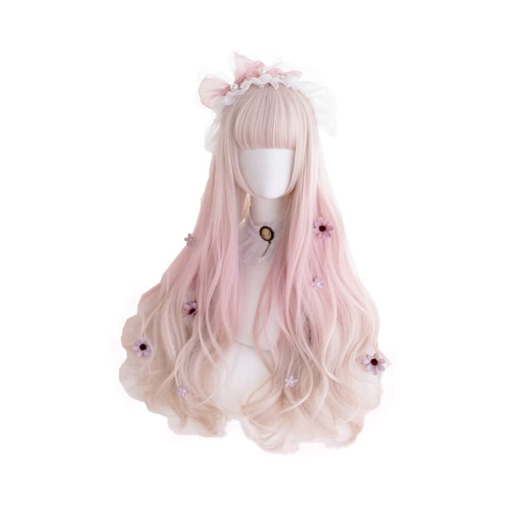 ピンク 巻き髪 ウィッグ ピンクのグラデーション カール コスプレ 耐熱性 変装 ロングヘア 仮装 プレゼント かつら イベント