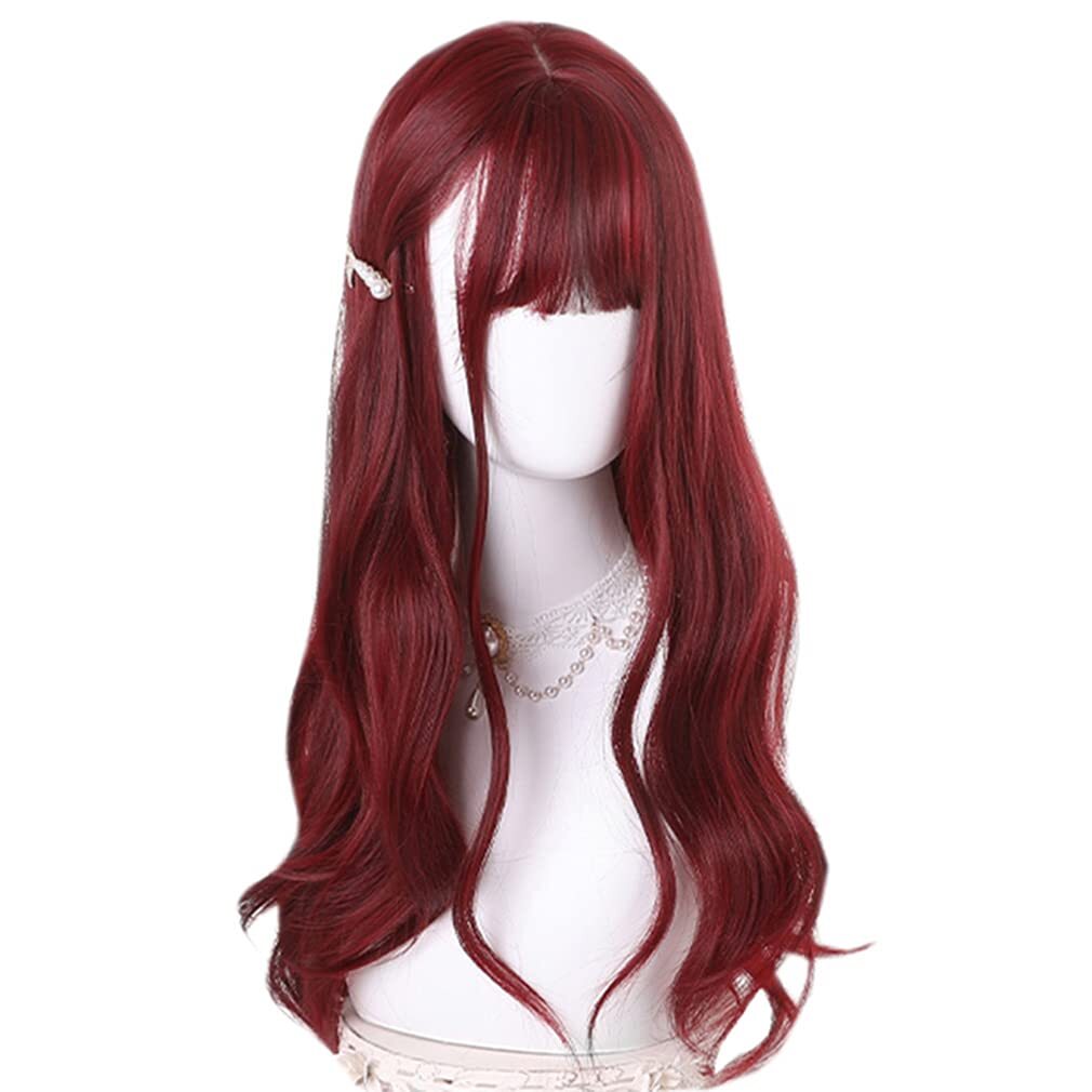 ロング ゴスロリ 巻き髪 ワインレッド 耐熱 森ガール コスプレ ゆめかわいい お姫 ロリータ 小顔 パーティー ウィッグ 仮装