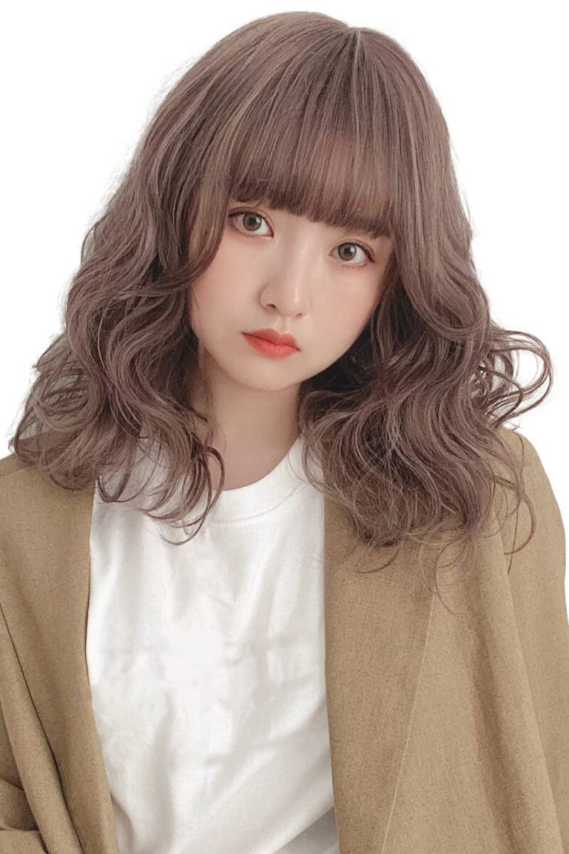 ボブ ミディアム フルウィッグ 自然 ウイッグ ウィッグ ウェーブ パーマ [ブライトララ] かつら 女性
