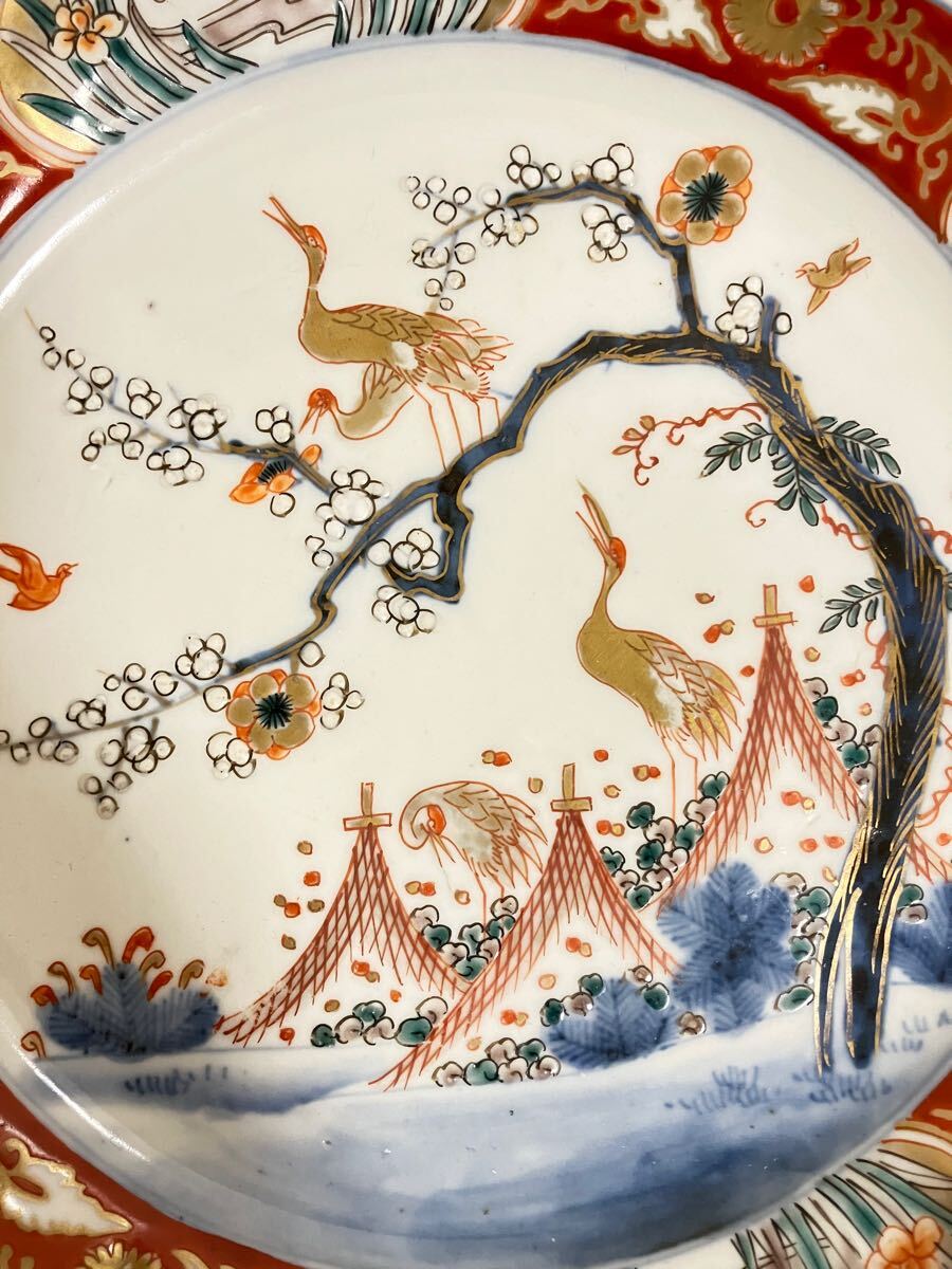 N0151　古伊万里 色絵(鶴菊花図) 花活 N0151 古伊万里 色絵(鶴菊花図) 花活 N0151 古伊万里 色絵(鶴菊花図)