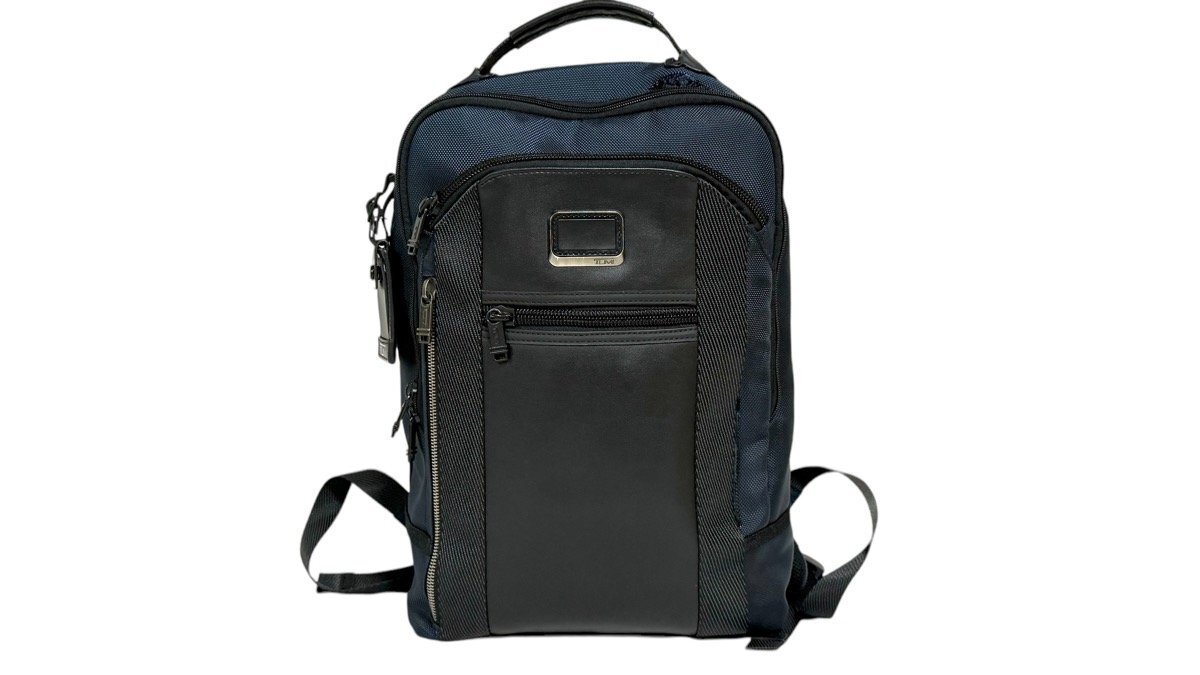 トゥミ TUMI●リュックサック●ビジネスバッグ●レザー×バリスティックナイロン A4 ネイビー 通勤 紺 PCポケット有