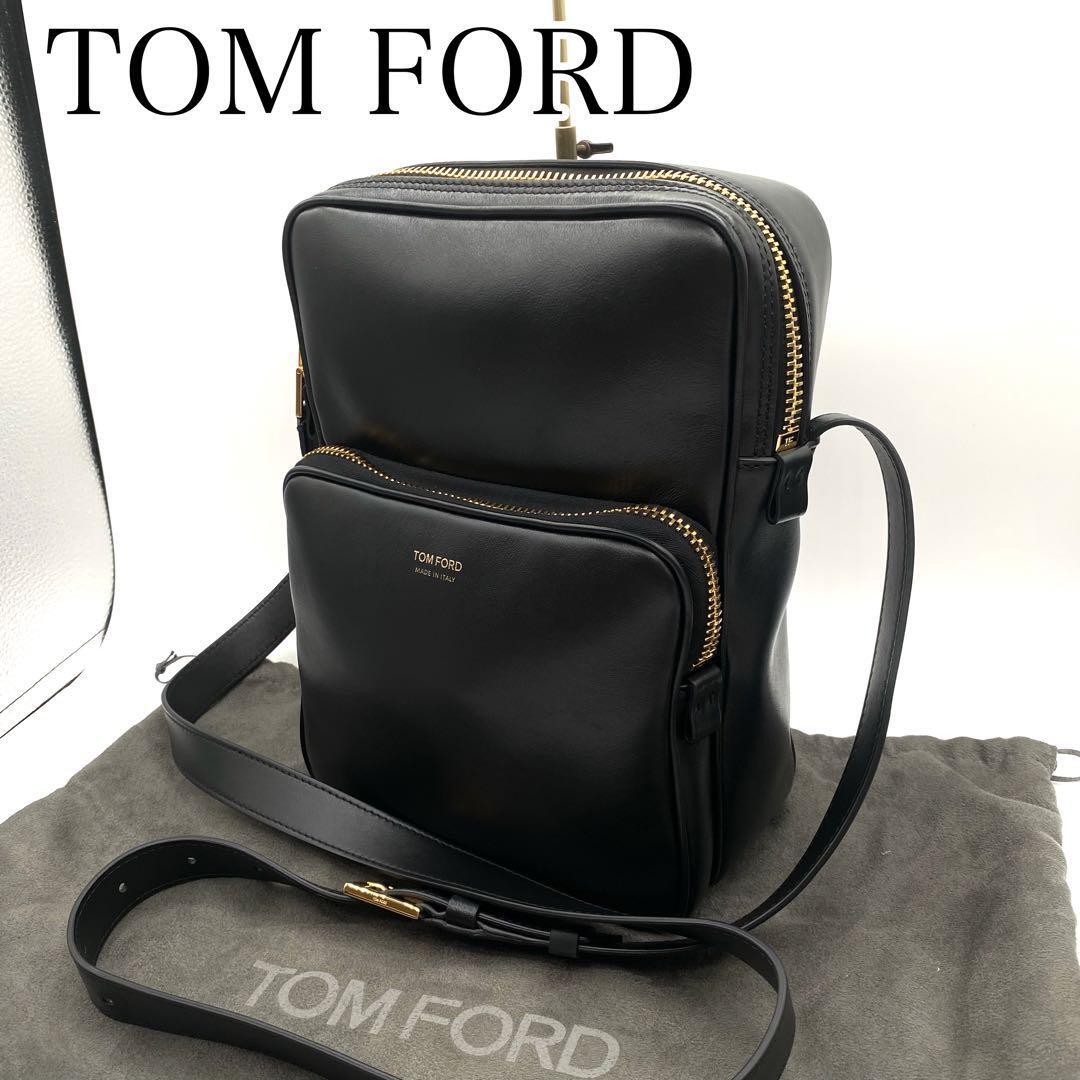 TOM FORDブラックレザーバッグショルダー付