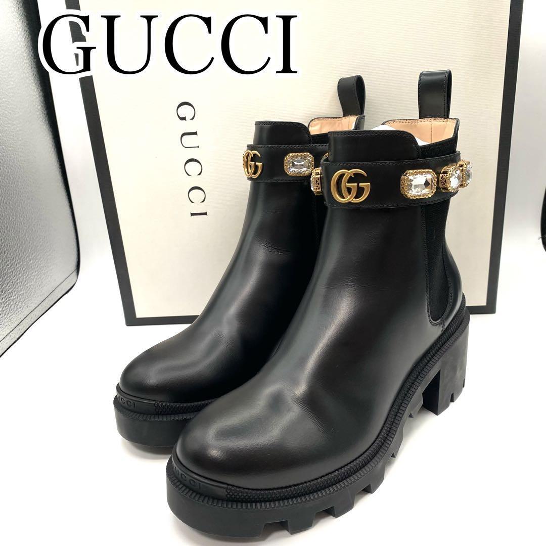 GUCCI ビジュー マーモントGG ベルト サイドゴア ショートブーツ 新品・未使用GUCCI サイドゴアブーツGG マーモントビジュー 箱付き