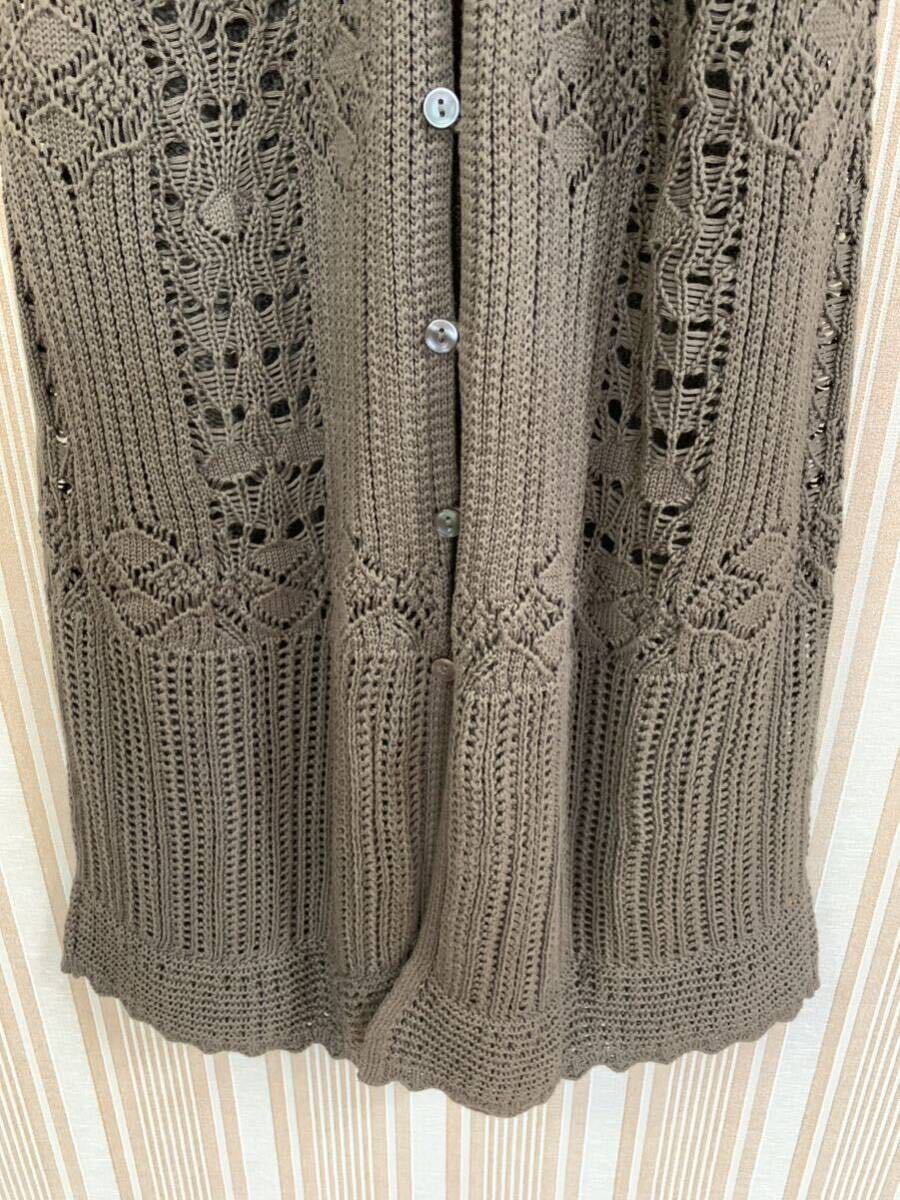 中古　ニットロングジレ　L チョコレート茶_画像5