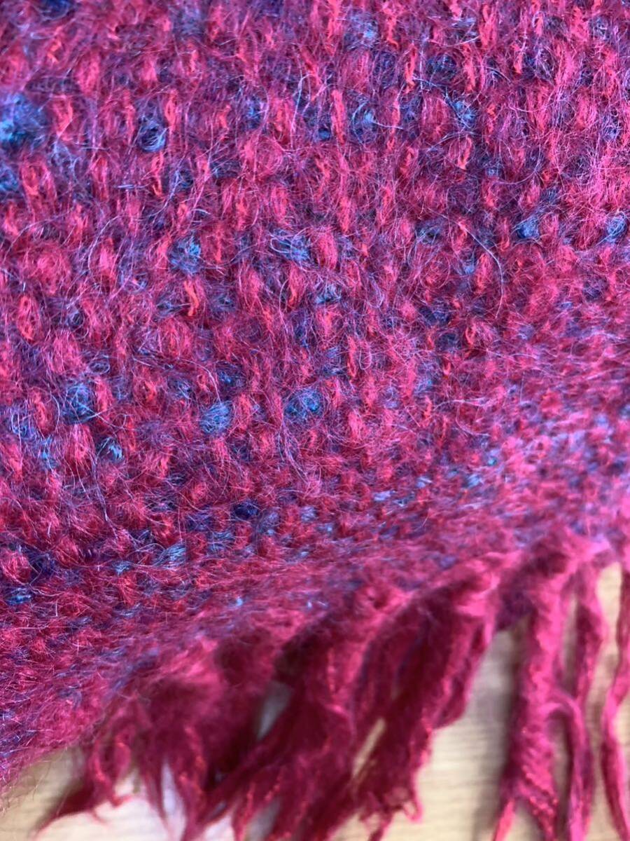 綺麗め中古　マフラー　ワインレッド×グレー　ざっくり織り_画像3