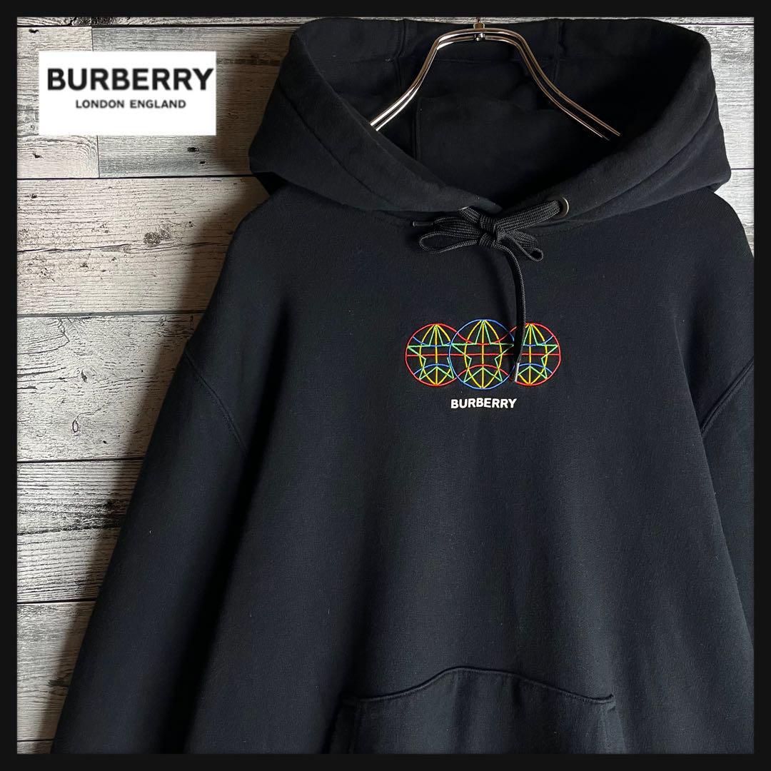 大人気★BURBERRY フリース フーディ スウェットパーカー 刺繍 バーバリー センター刺繍ロゴ入りパーカー ティッシ期|Yahoo