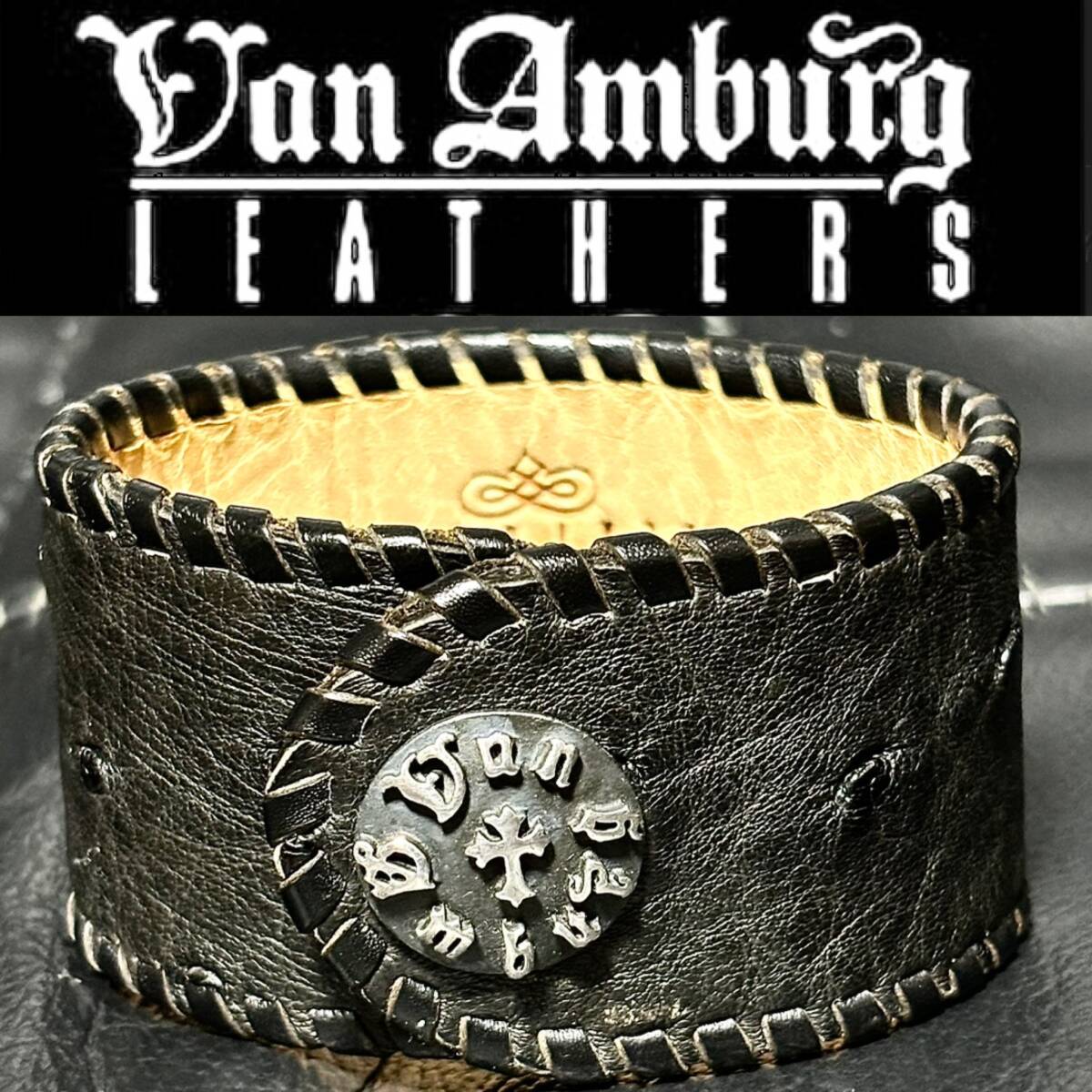 即落送料無料★ 美品 VAN AMBURG 送料込 4〜5万円程 silver925 シルバー アクセサリー 革 レザーブレスレット Gabor ガボール 製造ブランド