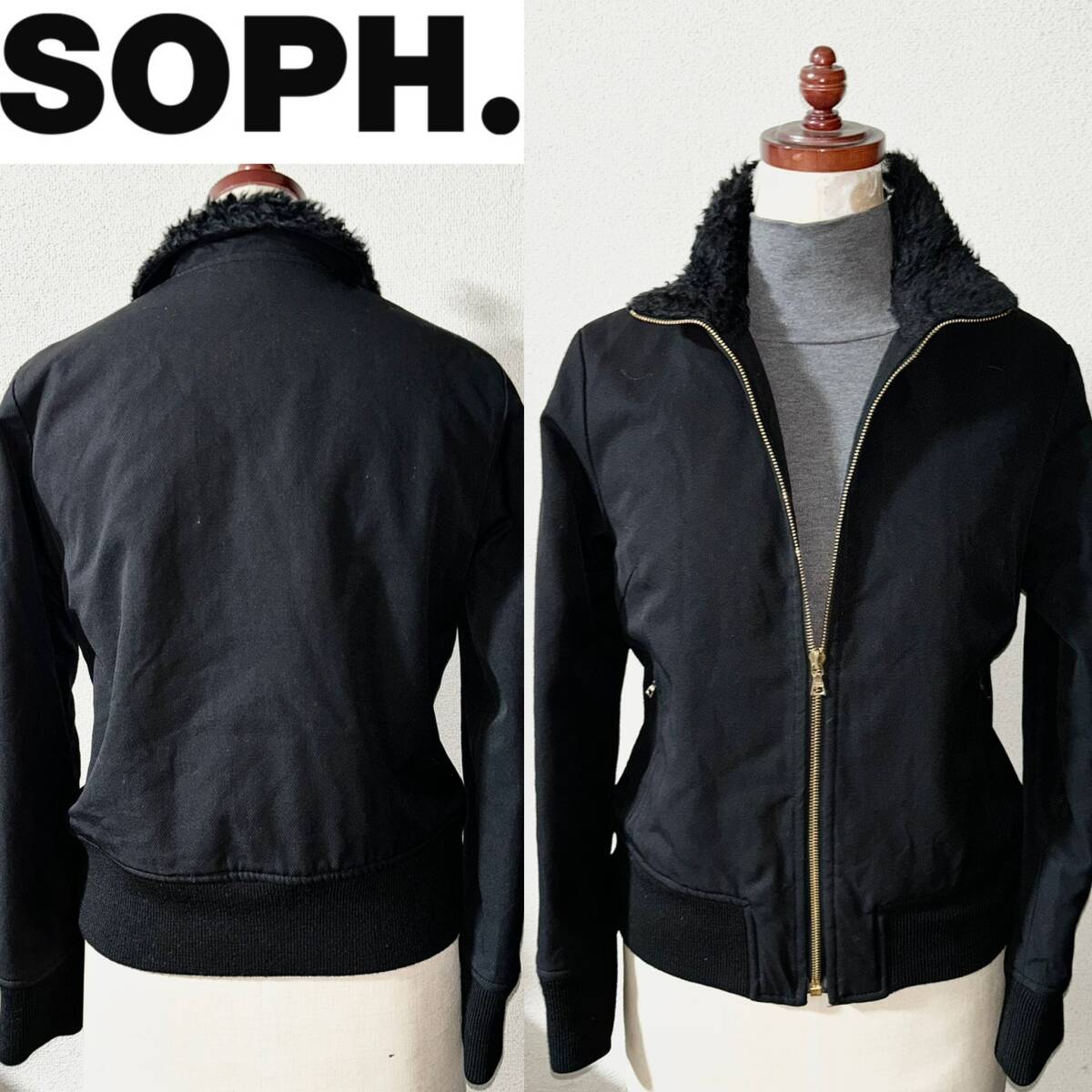即落送料無料★ 新品 近い 美品 SOPH. ソフネットSOPHNET 定価4万円程 ボア 毛 ジャケット M 日本製 riri 製 ZIP 秋 冬 アウター ブルゾン