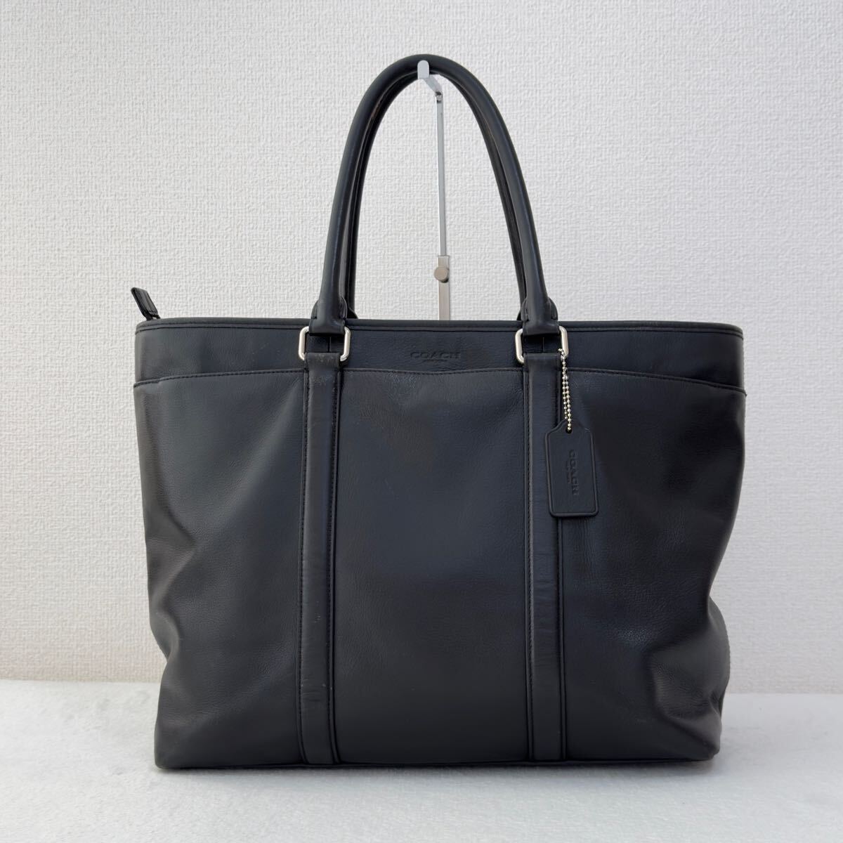 1円 ◆ COACH コーチ トートバッグ メトロポリタン ビジネスバッグ 黒 ブラック F54758 本革 レザー メンズ A4収納可能 肩掛け 大容量