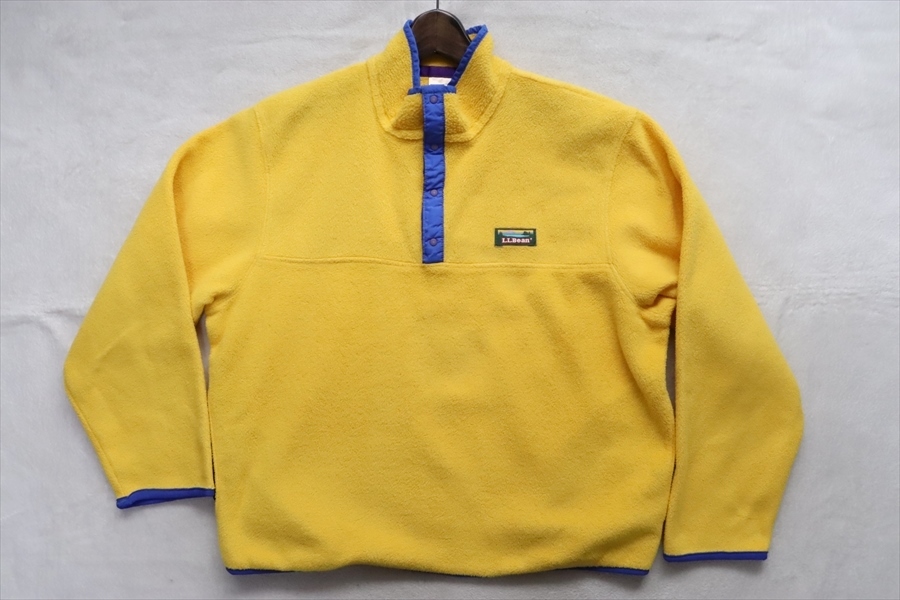 90s USA製 ヴィンテージ L.L.Bean LLビーン メンズ プルオーバー フリースジャケット M 黄色/ブルー