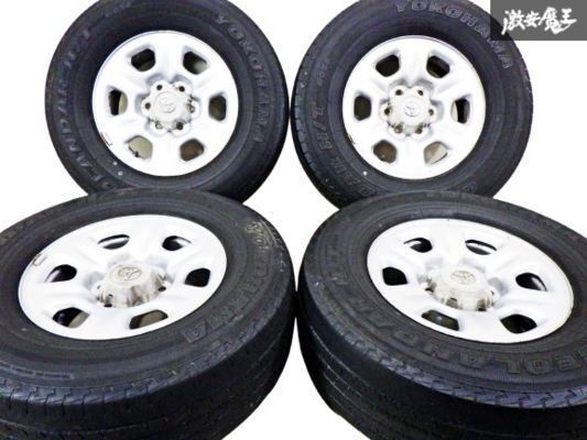 トヨタ 純正 TRN215 215 ハイラックス サーフ スチール ホイール 16インチ 7J +30 PCD 139.7 6H 265/70R16 タイヤ 付 4本 キャップ付 棚42E