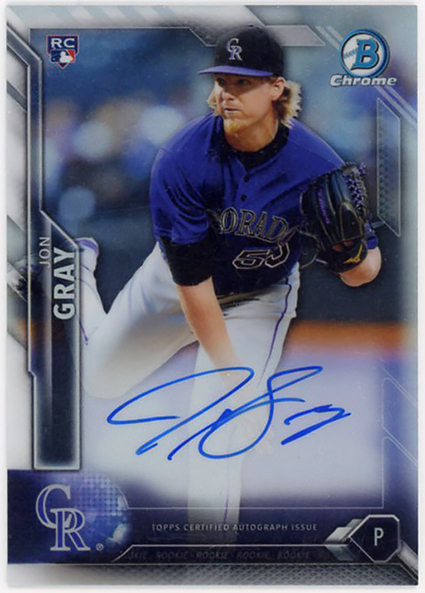 RANGERS右腕▲JON GRAY/2016 BOWMAN CHROME RC #499 リフ版!