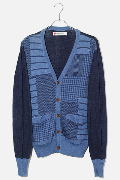 SEVESKIG セヴシグ CRAZY CARDIGAN クレイジー コットン ニット カーディガン L INDIGO インディゴ KN-SV-LS-1005 /◆ メンズ